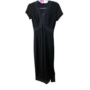 VTG Tadashi Short Sleeve Black maxi evening cocktail semi formal Dress size 6